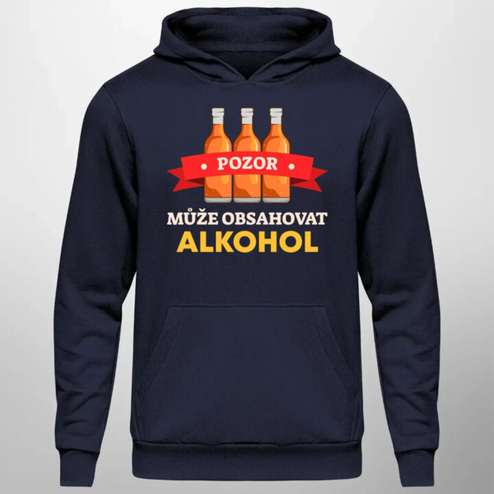 Pozor! Může obsahovat alkohol - pánská mikina s potiskem