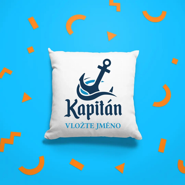 Kapitán (jméno) - polštář s potiskem - personalizovaný produkt