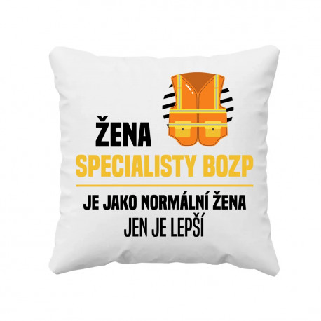 Žena specialisty BOZP je jako normální žena, jen je lepší - polštář s potiskem