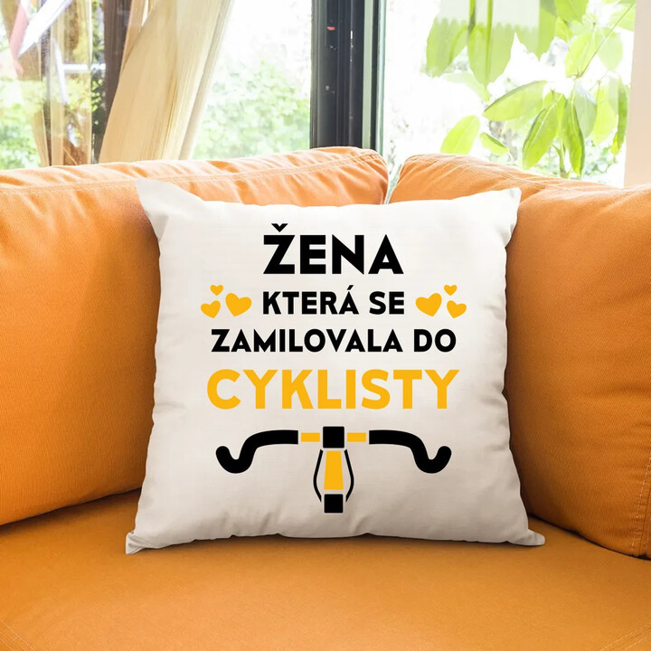 Žena, která se zamilovala do cyklisty - polštář s potiskem