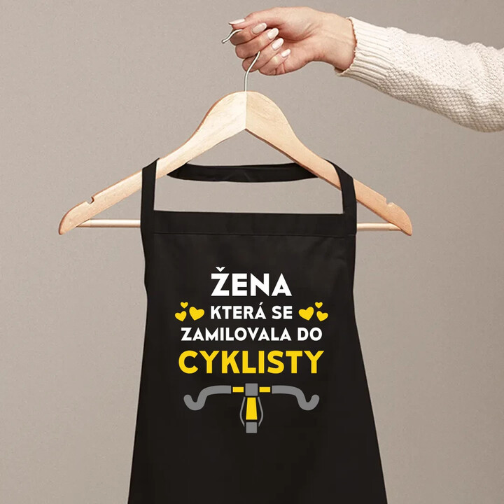 Žena, která se zamilovala do cyklisty - zástěra s potiskem