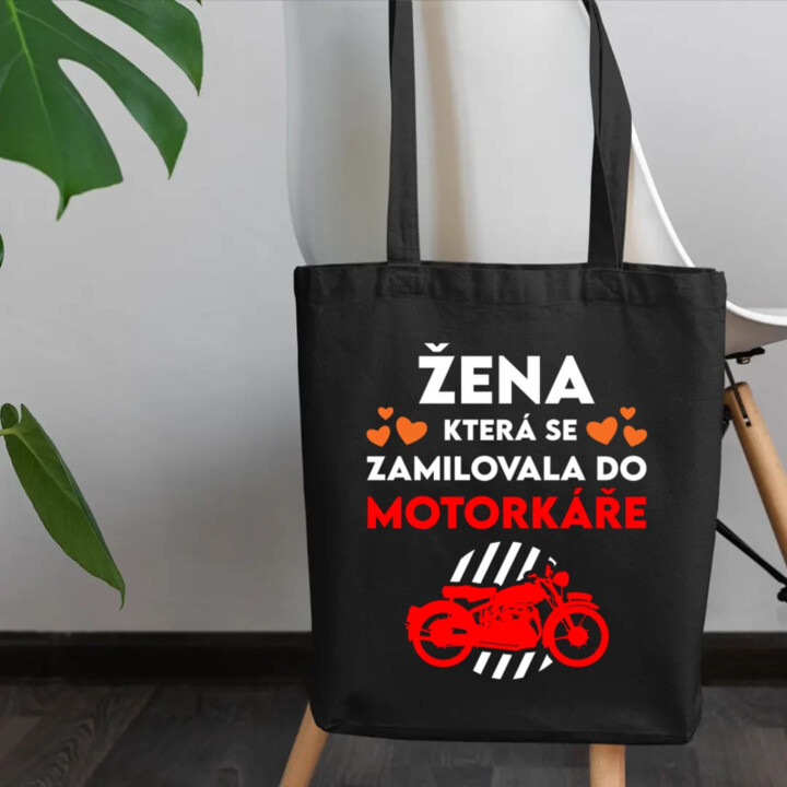 Žena, která se zamilovala do motorkáře - taška s potiskem