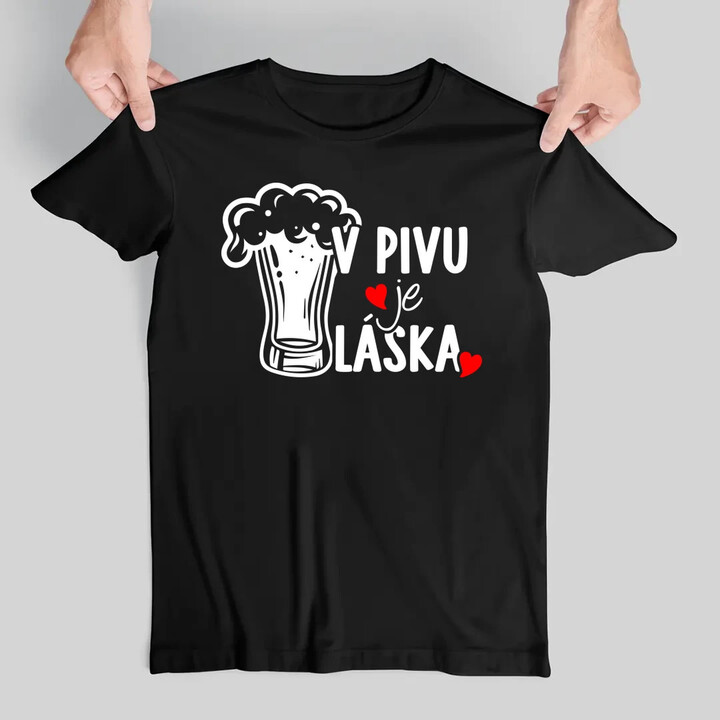 V pivu je láska - pánské tričko s potiskem