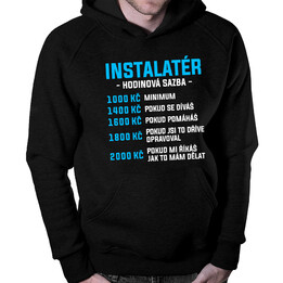 Instalatér - hodinová sazba - pánská mikina s potiskem