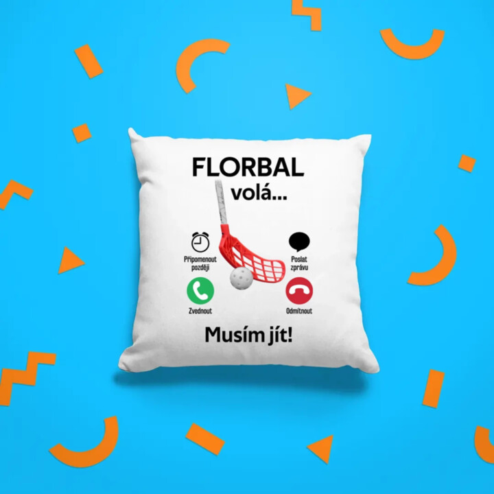 Florbal volá, musím jít - polštář s potiskem