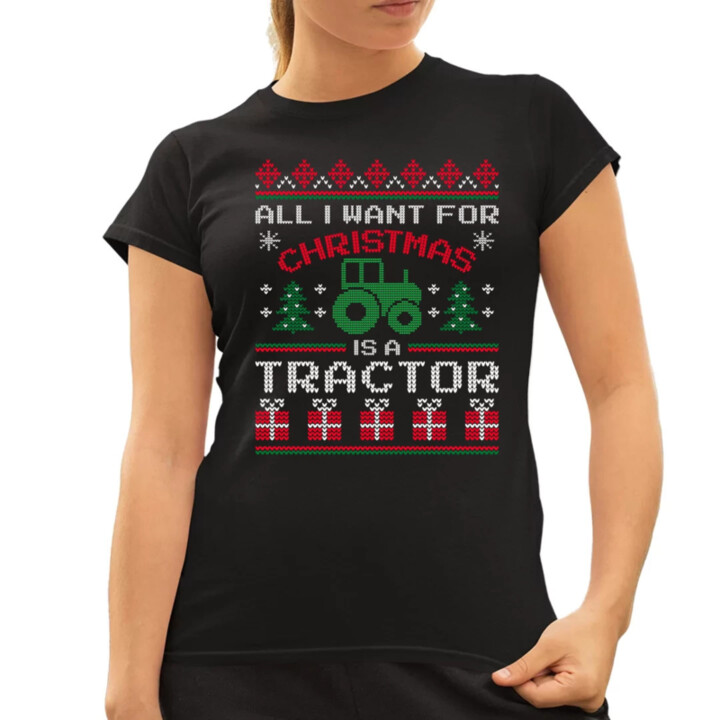 All I want for Christmas is a tractor  - dámské tričko s potiskem