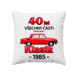 40 let - všechny části originál - Klasik 1985 - polštář s potiskem