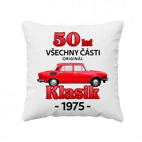 50 let - všechny části originál - Klasik 1975 - polštář s potiskem