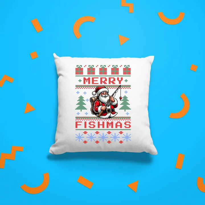 Merry Fishmas - polštář s potiskem