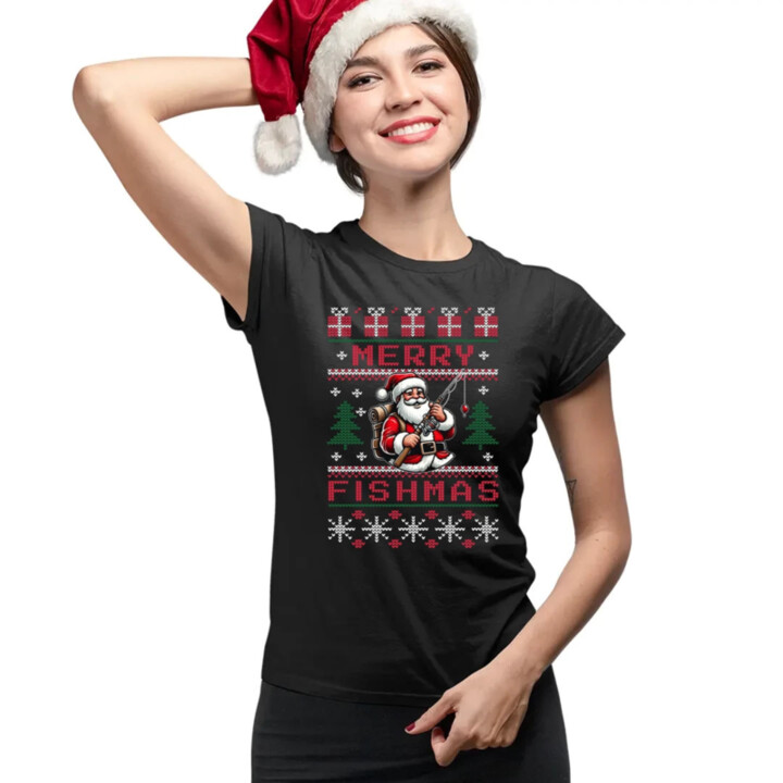 Merry Fishmas  - dámské tričko s potiskem