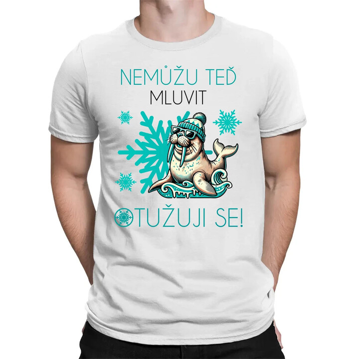 Nemůžu teď mluvit - otužuji se! - pánské tričko s potiskem