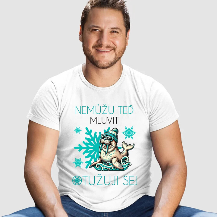 Nemůžu teď mluvit - otužuji se! - pánské tričko s potiskem