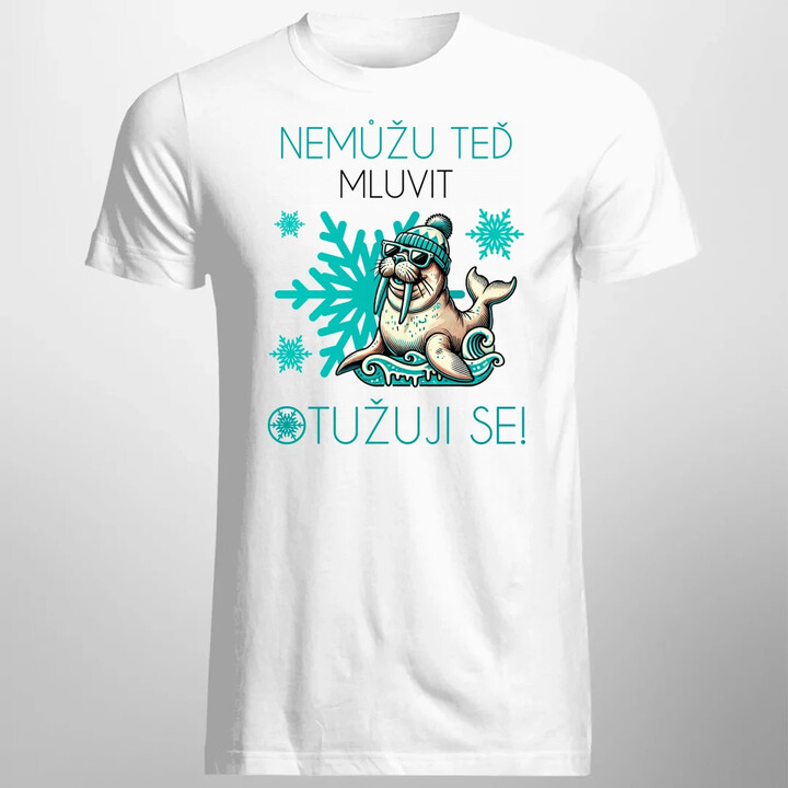 Nemůžu teď mluvit - otužuji se! - pánské tričko s potiskem
