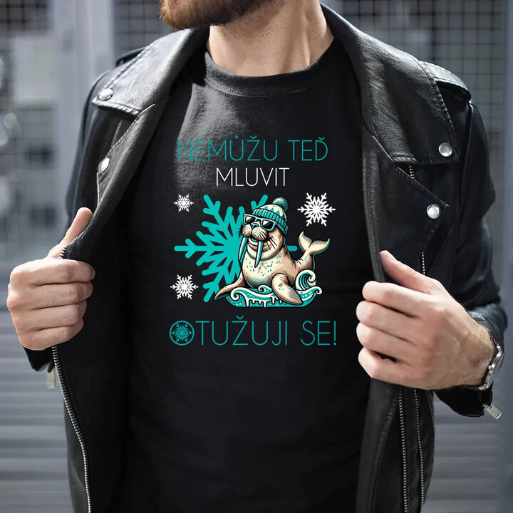 Nemůžu teď mluvit - otužuji se! - pánské tričko s potiskem