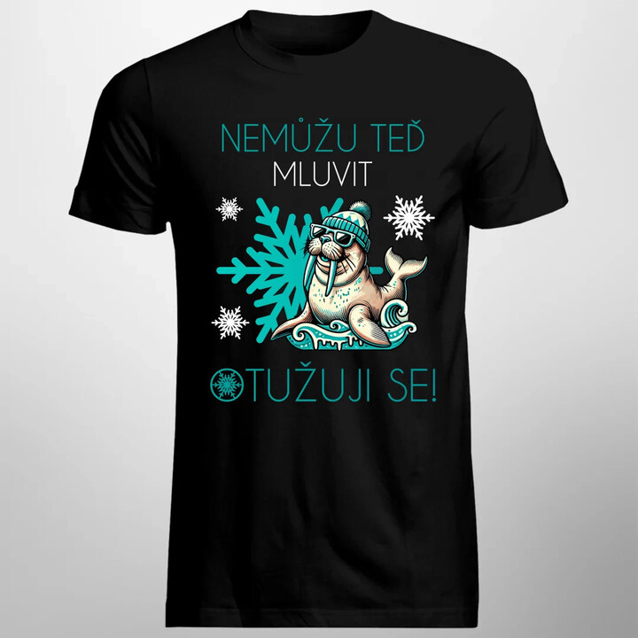 Nemůžu teď mluvit - otužuji se! - pánské tričko s potiskem