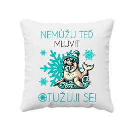 Nemůžu teď mluvit - otužuji se! - polštář s potiskem