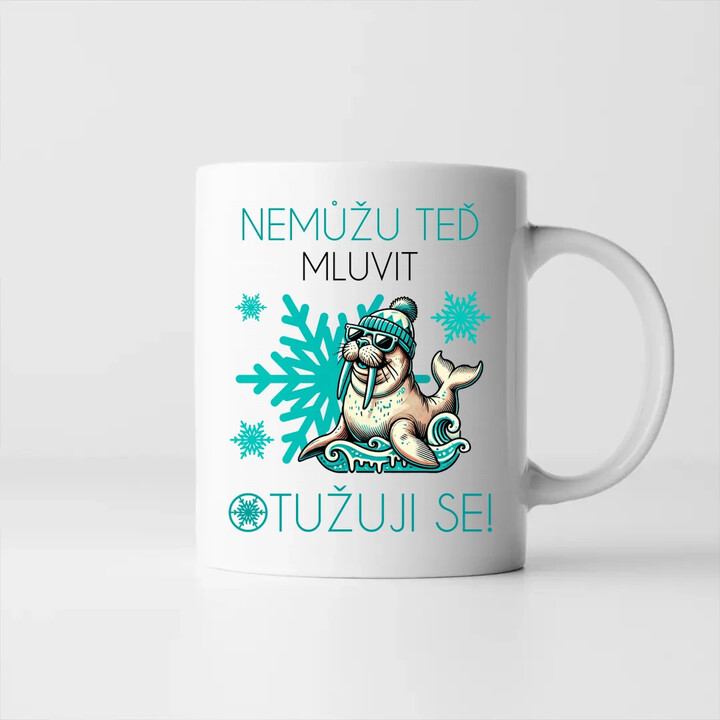 Nemůžu teď mluvit - otužuji se! - hrnek s potiskem