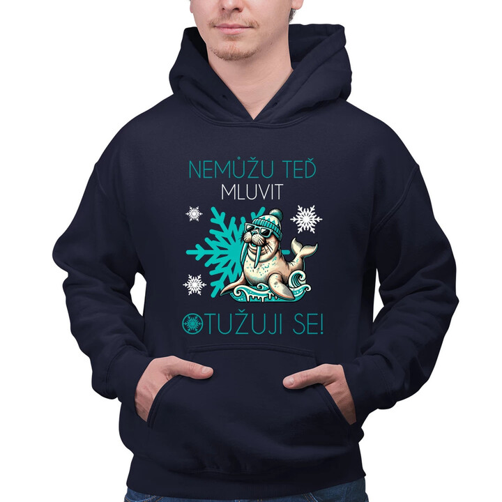 Nemůžu teď mluvit - otužuji se! - pánská mikina s potiskem