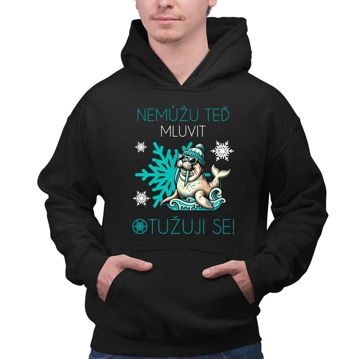 Nemůžu teď mluvit - otužuji se! - pánská mikina s potiskem