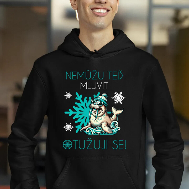 Nemůžu teď mluvit - otužuji se! - pánská mikina s potiskem