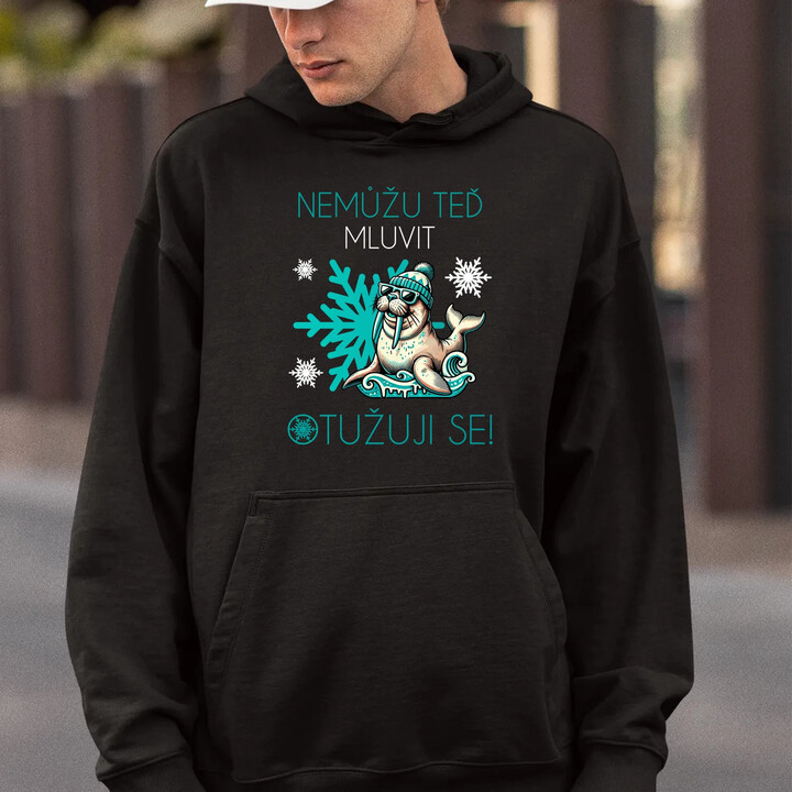 Nemůžu teď mluvit - otužuji se! - pánská mikina s potiskem