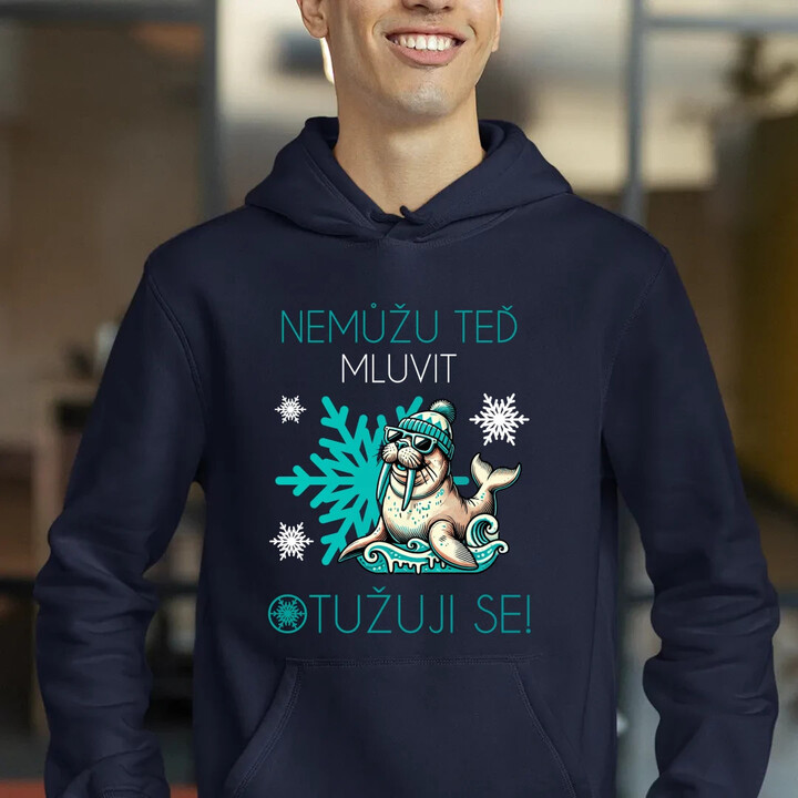 Nemůžu teď mluvit - otužuji se! - pánská mikina s potiskem