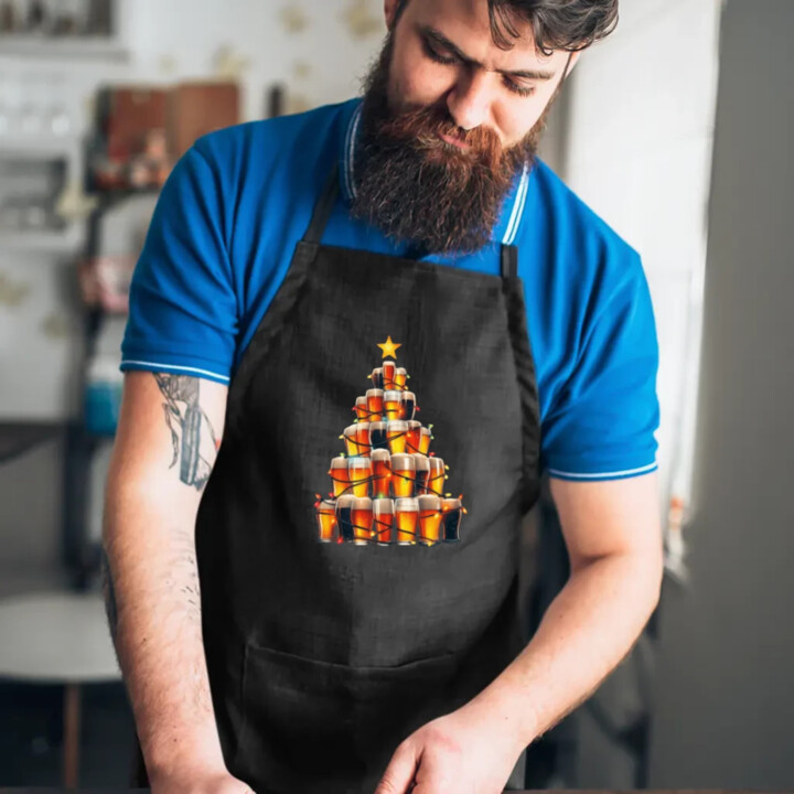 Vánoční pivní stromeček - zástěra s potiskem