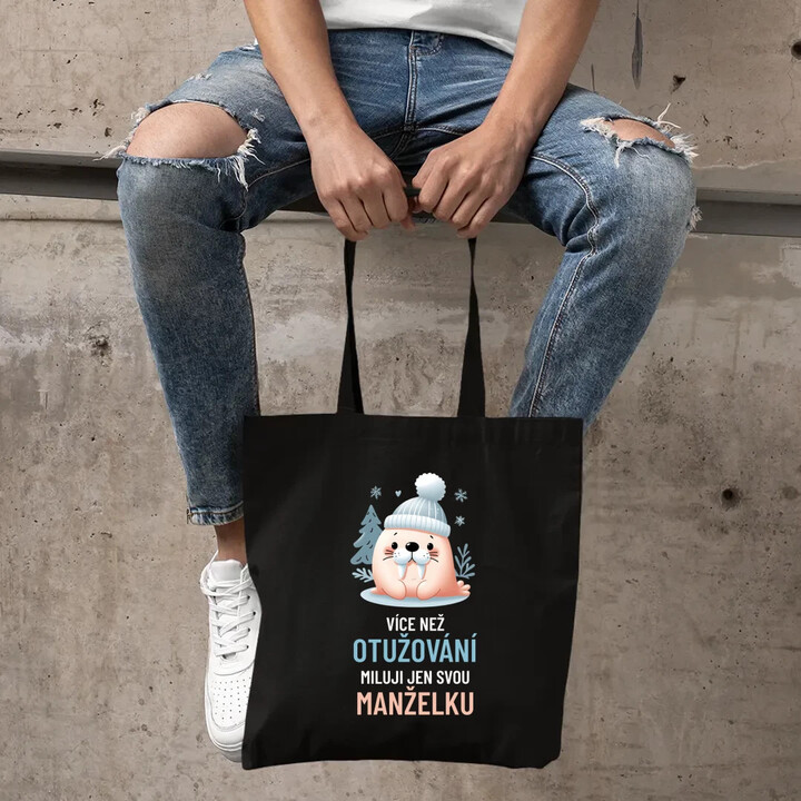 Více než otužování miluji jen svou manželku - taška s potiskem