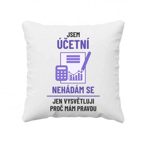 Jsem účetní - nehádám se - polštář s potiskem