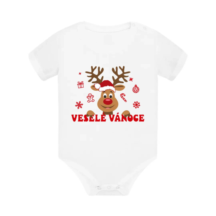 Veselé Vánoce - sob - dětské body s potiskem