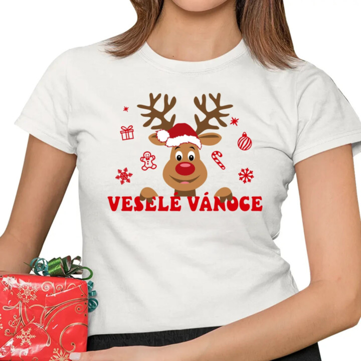Veselé Vánoce - sob  - dámské tričko s potiskem