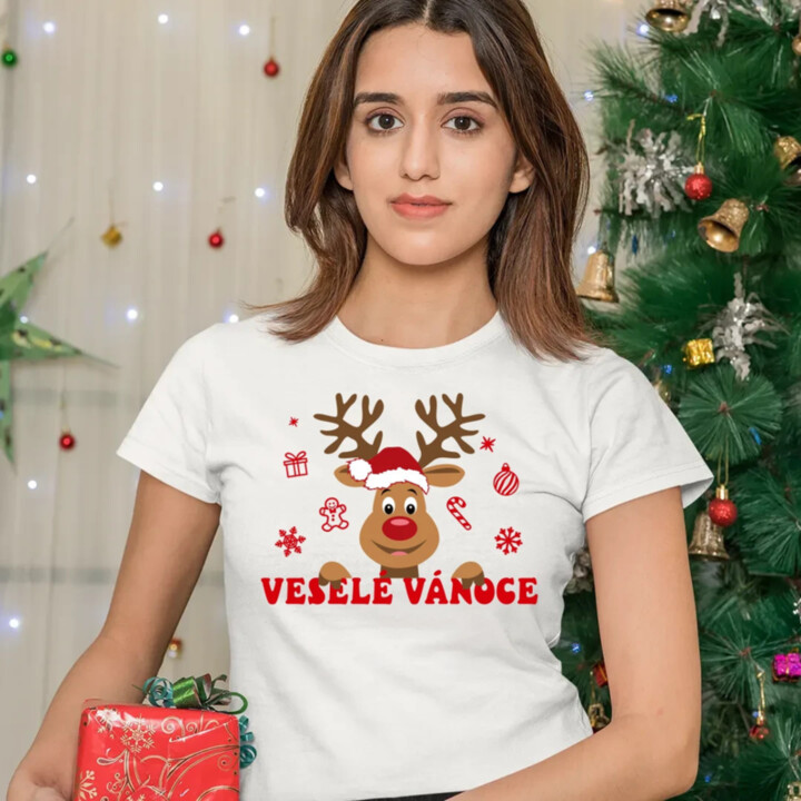 Veselé Vánoce - sob  - dámské tričko s potiskem