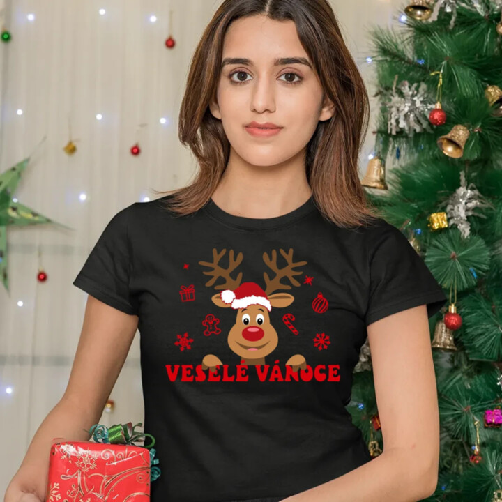 Veselé Vánoce - sob  - dámské tričko s potiskem