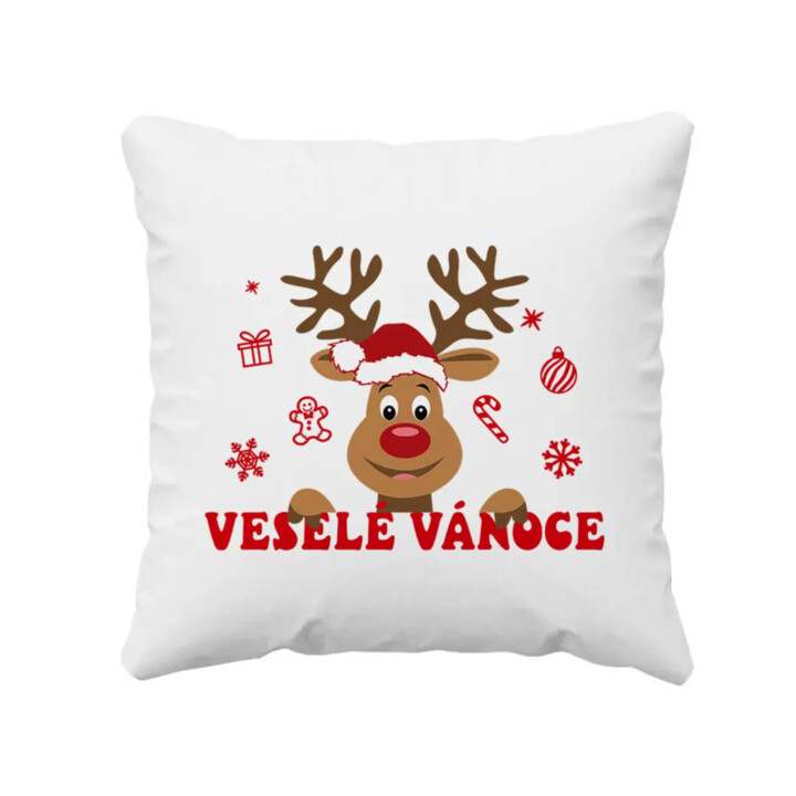 Veselé Vánoce - sob - polštář s potiskem