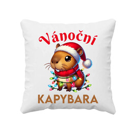 Vánoční kapybara  - polštář s potiskem