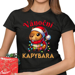 Vánoční kapybara   - dámské tričko s potiskem