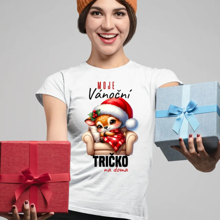 Moje vánoční tričko na doma  - dámské tričko s potiskem