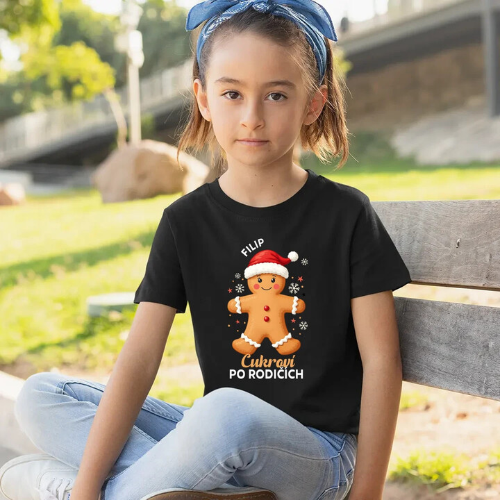 Jméno - cukroví po rodičích  - dětské tričko s potiskem - personalizovaný produkt