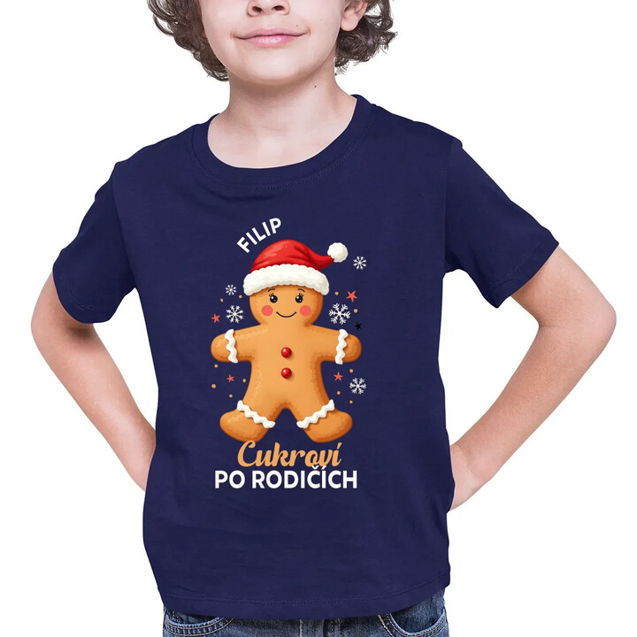 Jméno - cukroví po rodičích  - dětské tričko s potiskem - personalizovaný produkt