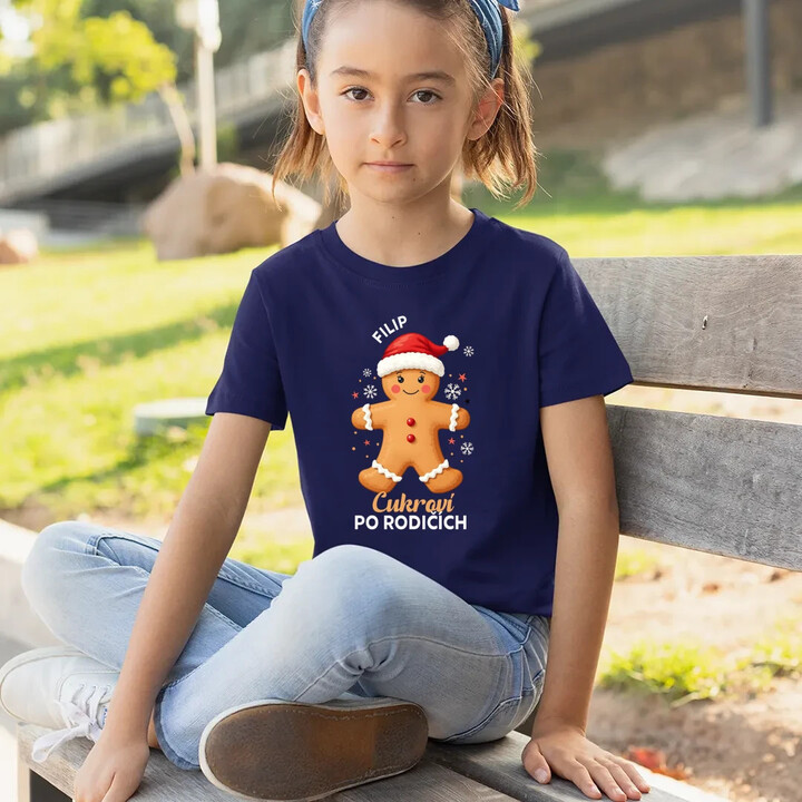 Jméno - cukroví po rodičích  - dětské tričko s potiskem - personalizovaný produkt
