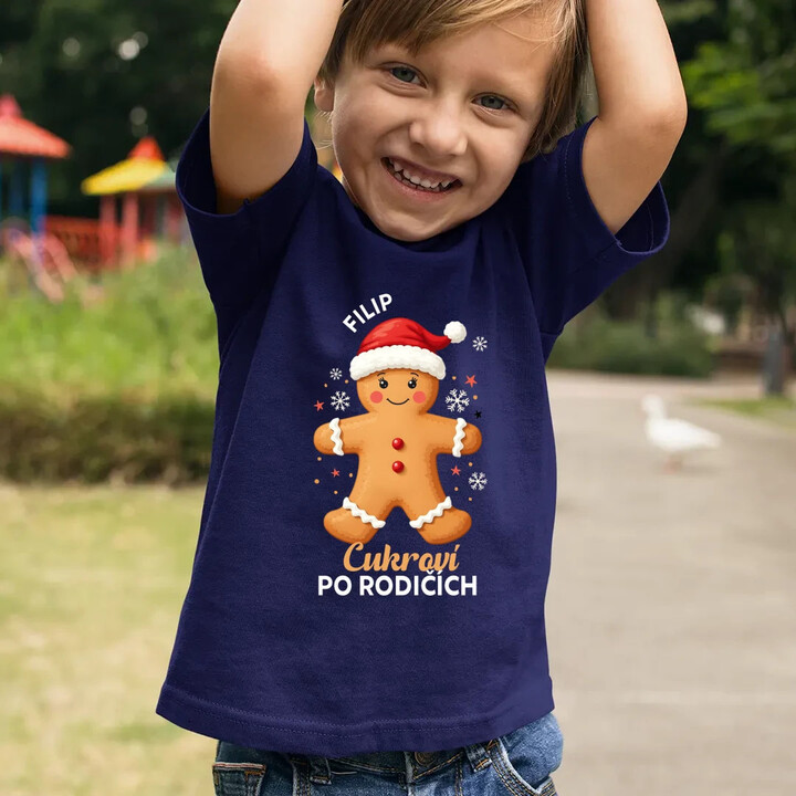 Jméno - cukroví po rodičích  - dětské tričko s potiskem - personalizovaný produkt