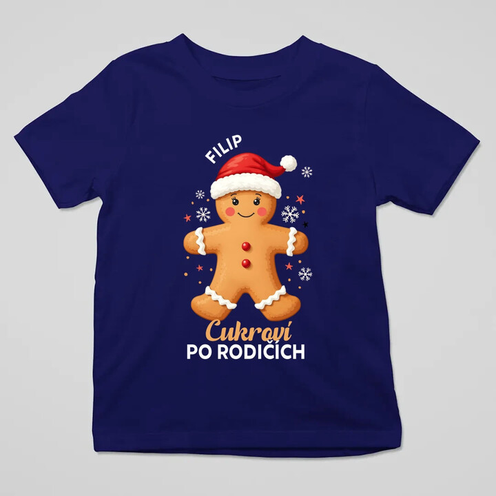 Jméno - cukroví po rodičích  - dětské tričko s potiskem - personalizovaný produkt
