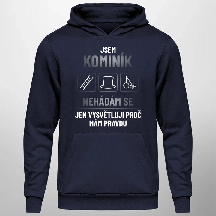 Jsem kominík - nehádám se - pánská mikina s potiskem