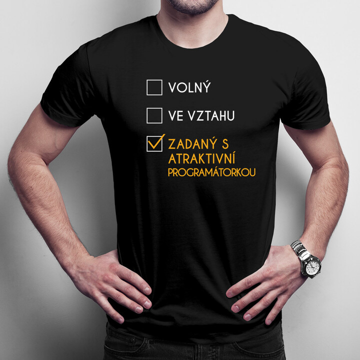 Zadaný s atraktivní programátorkou - pánská trička  s potiskem
