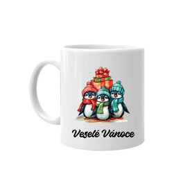 Veselé Vánoce - tučňáci - hrnek s potiskem