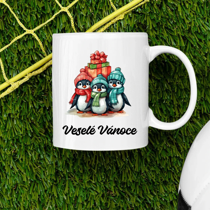 Veselé Vánoce - tučňáci - hrnek s potiskem