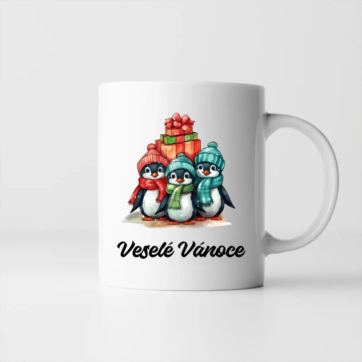 Veselé Vánoce - tučňáci - hrnek s potiskem