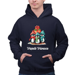 Veselé Vánoce - tučňáci - pánská mikina s potiskem