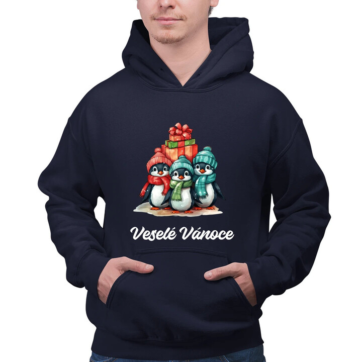 Veselé Vánoce - tučňáci - pánská mikina s potiskem