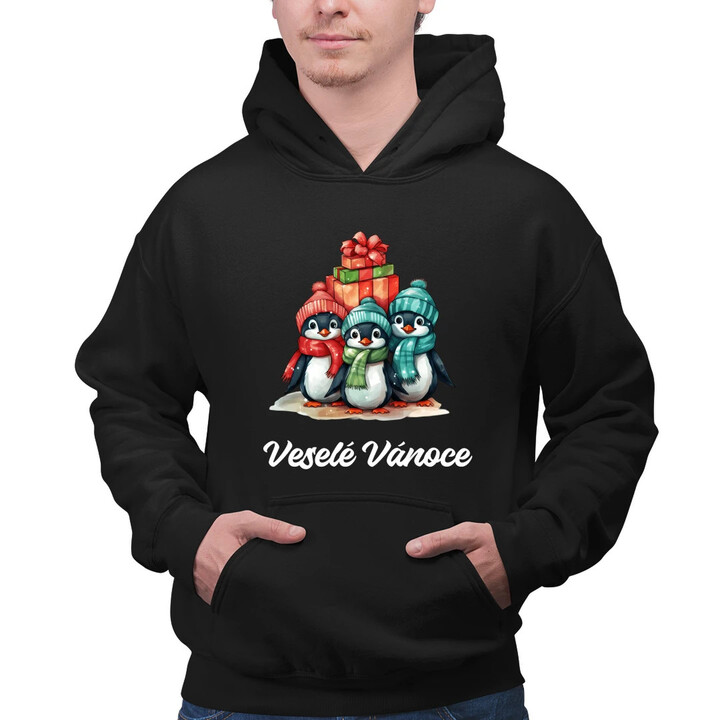 Veselé Vánoce - tučňáci - pánská mikina s potiskem